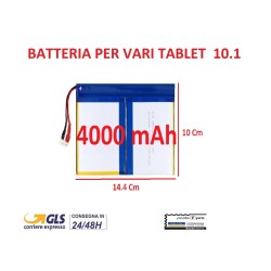 BATTERIA PER TABLET AD INNESTO FLAT LUNGO 4000 mAh MISURE 14.4 cm*10 cm
