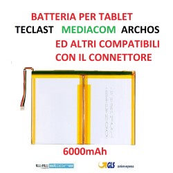 BATTERIA PER TABLET AD INNESTO FLAT LUNGO 6000 mAh MISURE 14 cm*10 cm