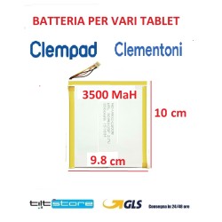 BATTERIA PER TABLET CLEMENTONI CLEMPAD V62925 V58978 V60974 3500 mah 10 cm * 9.8 cm *3mm