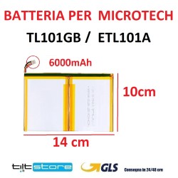 BATTERIA PER TABLET TABLET MICROTECH e-tab ETL101A 6000 mAh MISURE 14 cm*10 cm