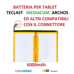 BATTERIA PER TABLET TECLAST MEDIACOM ARCHOS 6000 MAH MIS.:14*10 AD INNESTO