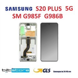 DISPLAY LCD SAMSUNG S20 PLUS 5G SM G985 G986 BIANCO ORIGINALE SERVICE PACK SCHERMO