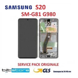DISPLAY LCD SAMSUNG S20 SM G981 G980 GRAY GALAXY SERVICE PACK SCHERMO ORIGINALE VETRO S20 NERO