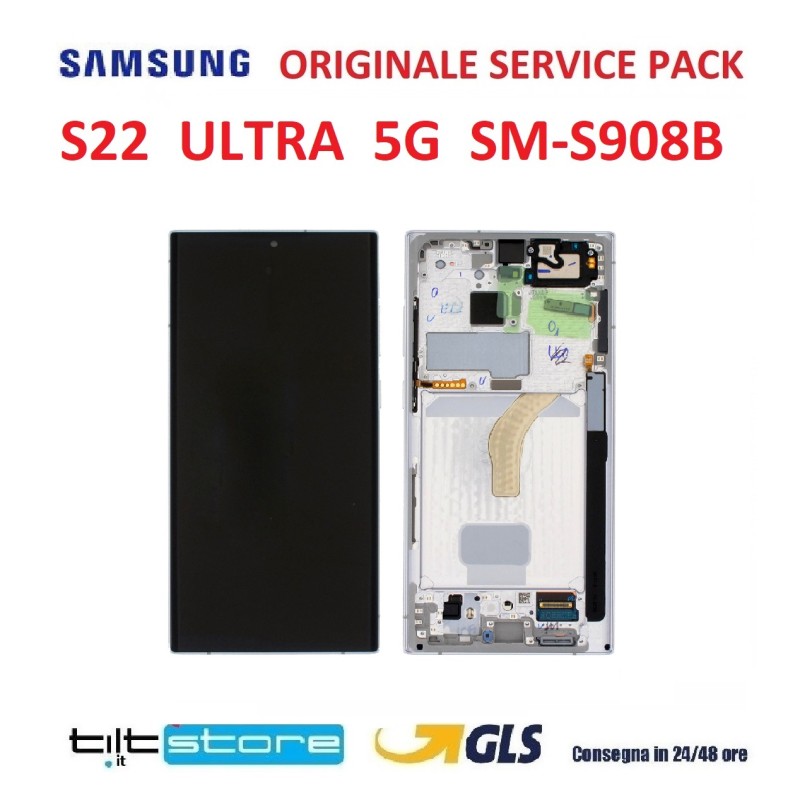 DISPLAY LCD SAMSUNG S22 ULTRA SM S908B GALAXY S908 SERVICE PACK SCHERMO ORIGINALE SILVER