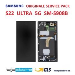 DISPLAY LCD SAMSUNG S22 ULTRA SM S908B GALAXY SERVICE PACK SCHERMO ORIGINALE GRAFITE SKY BLU RED ( NERO )