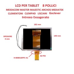 LCD per Tablet 8 POLLICI H-B08018FPC-41H-B08018FPC-24F, H-B08018FPC-41, H-B080D-24F, TM080B21BA7, EJ08B2011120210139, ASB080TB-5