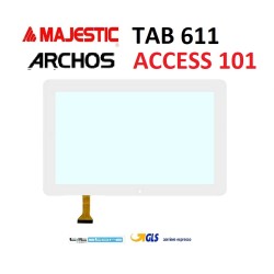 VETRO TOUCH SCREEN MAJESTIC TAB 611 ARCHOS ACCESS 101 3G MAJESTIC 911 DP101391-F1 BIANCO