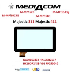 VETRO TOUCH SCREEN MEDIACOM M-MPl10C3G MPl10A3G Majestic 411 Majestic 311 Master Xtreme SCHERMO NERO