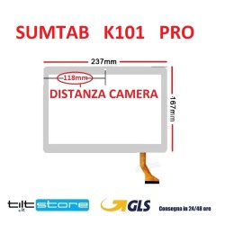 VETRO TOUCH SCREEN SUMTAB K101 PRO FLAT kingwing-PG-1026-FPC SCHERMO BIANCO