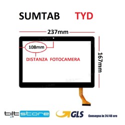 VETRO TOUCH SCREEN TABLET TYD TYD-108H ZY-1002A CAMERA LATERALE SCHERMO NERO