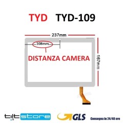 VETRO TOUCH SCREEN TABLET TYD TYD-109 FLAT ZY-1002A CAMERA LATERALE SCHERMO BIANCO