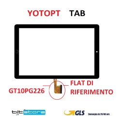 VETRO TOUCH SCREEN TABLET YOTOPT TAB FLAT GT10PG226 SCHERMO COMPLETO DI BIADESIVO NERO