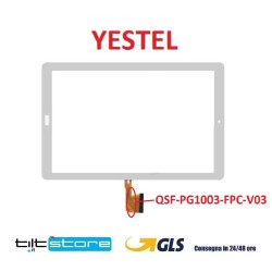 VETRO TOUCH SCREEN YESTEL FLAT QSF-PG1003-FPC-V02 /03 CON BIADESIVO TABLET SCHERMO BIANCO